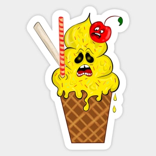 Ice cream monster with cherry Sticker